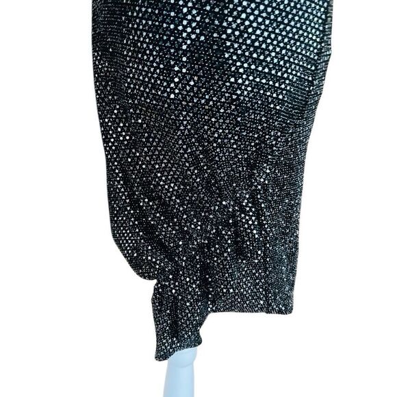 IRO  Paris LouLou Sequin Long Sleeve V-neck Mini Dress in Black & Silver Size 40 - Picture 11 of 14